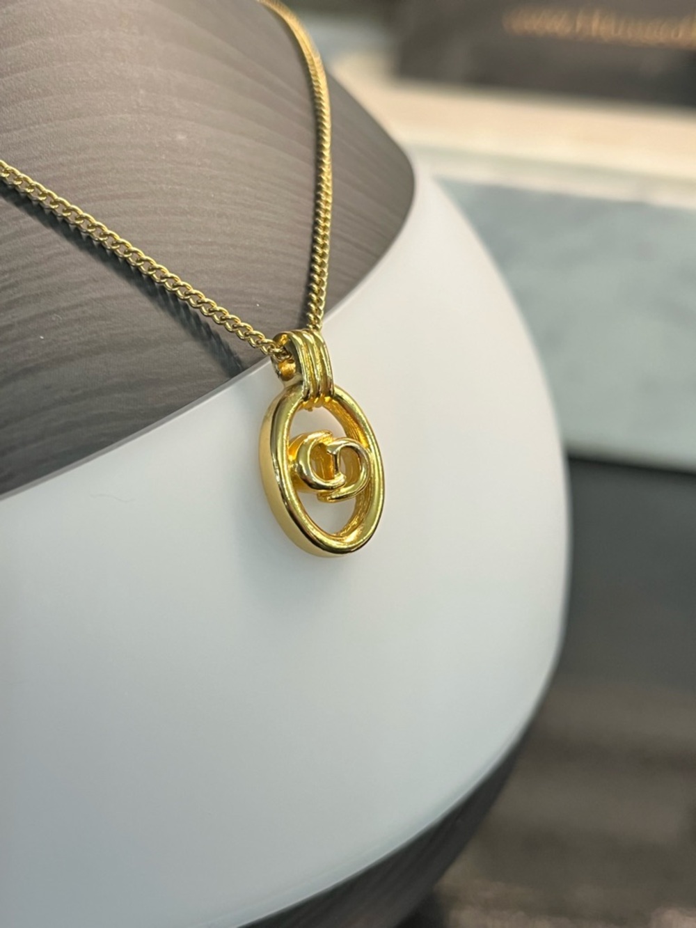 Christian Dior CD Gold Pendant Necklace